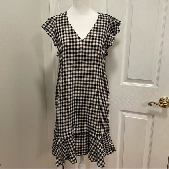 Madewell Gingham Flutter Sleeve Cotton Dress 0 - Picture 4 of 13